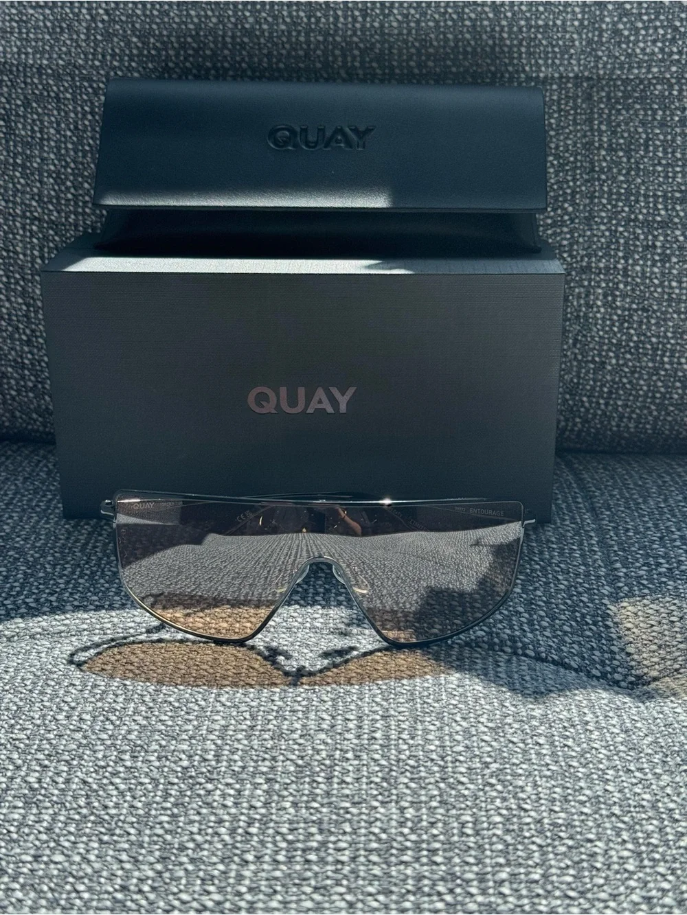 Quay Shield Sunglasses in Dark Brown/Black